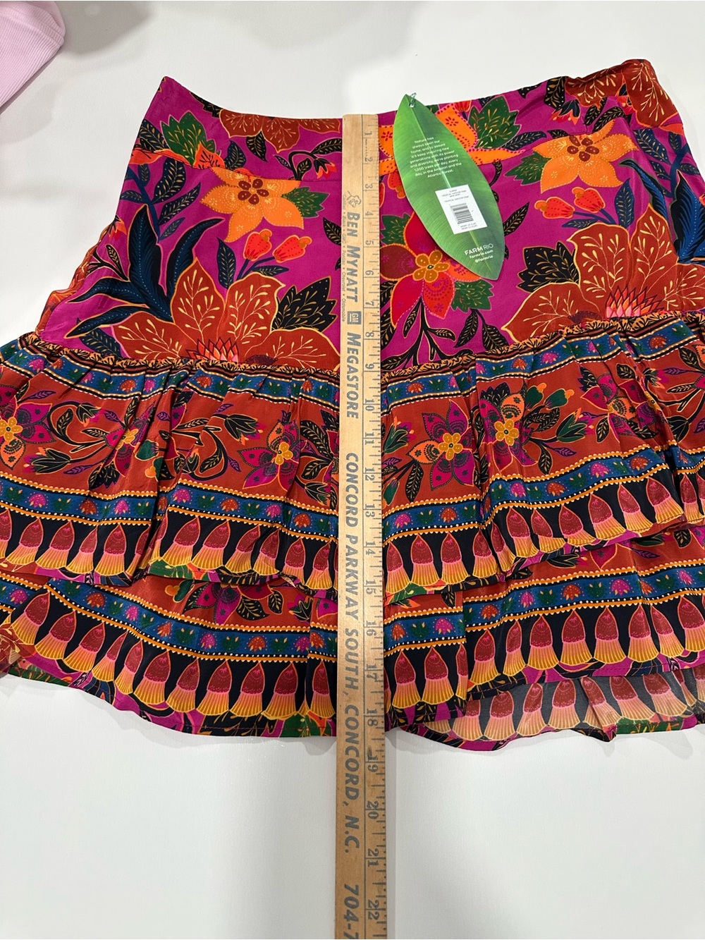 FARM Rio Pink & Orange Floral Tiered Mini Skirt
